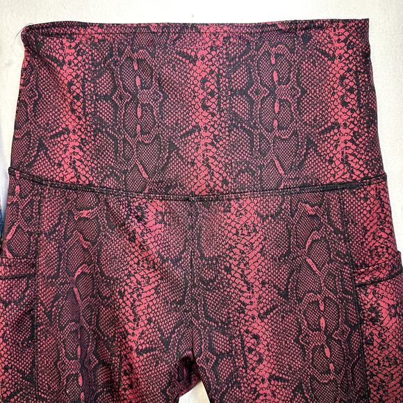 Women Leggings Set of 2 SZ Snakeskin Abstract Artsy Pocket Running - Picture 3 of 12